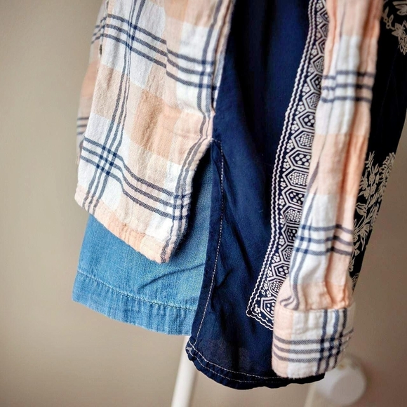 Free People Pink and Black Plaid Button-Down Shirt - Picture 5 of 7